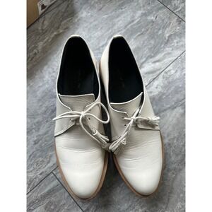 ALL‎ BLACK Shoes Women 37 Ivory Leather Oxford Lug Sole Tassel Platform Derby
